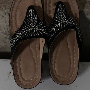 Elegant Black Embellished Women's Sandals